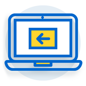 illustration of a laptop with an arrow pointing right on screen